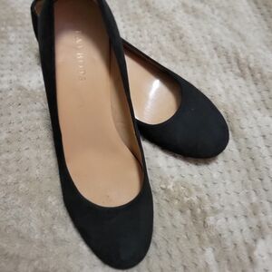 Talbots Black Suede Round-Toe Wedge Size 9